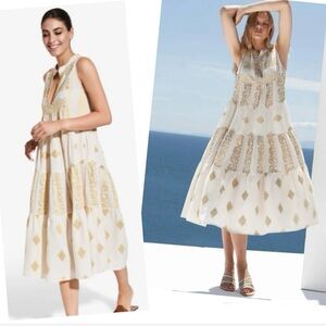 Kasia Resort Wear Maxi Dress Agatha White Gold Metallic Greece Boho Beach Gypsy